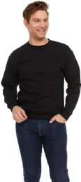 72 Bulk Unisex Fleece Line Cotton Crew Neck Sweat Shirt Black Size 2xl