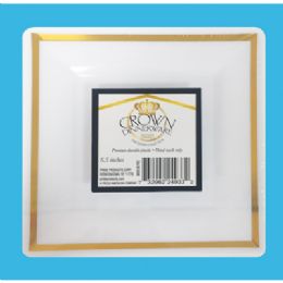 12 Bulk Crown Dessert Plate Executive Collection 7 In 10 Pk Square Gold