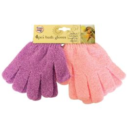 48 Bulk Pride Exfoliating Bath Gloves 4 Pc Assortedcolors