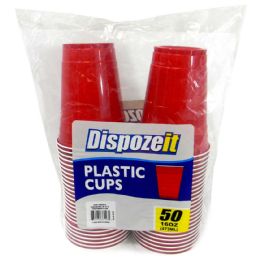 12 Bulk Dispozeit Plastic Cup 16 Oz 50 Ct Red Compares To Solo