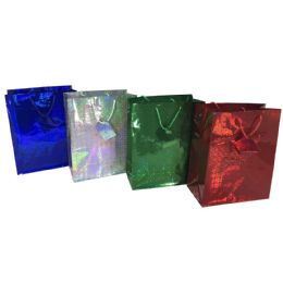 48 Bulk Party Solutions Gift Bag 10 X 5 X 13 Holographic Large Assorted Colors