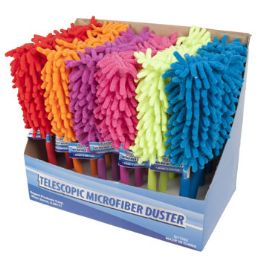 24 Bulk Duster Microfiber Telescopic Extend To 29in In 24pc Pdq6asst Colors Cleaning Label
