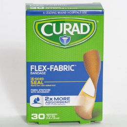 24 Bulk Bandages Curad 30 Ct Flex Fabric Boxed