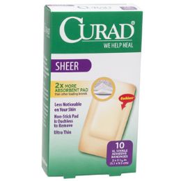 24 Bulk Bandages Curad Sheer Xl 10ct 2 X 4 Strips Boxed #cur02277rb