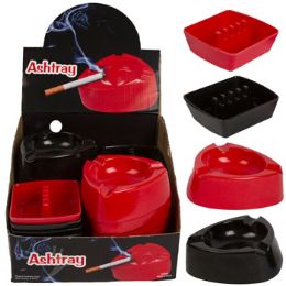36 Bulk Ashtrays 2ast Shape 36pc Pdq 2ast Blk/red Plstc Ea/upc Lab