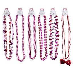 72 Bulk Necklace Bead Valentine 6ast1-3 Pks/val Barbell Cardage 8+