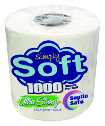60 Bulk Simply Soft Bath Tissue 1000 Sheet 1 Ply