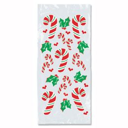 12 Bulk Candy Cane & Holly Cello Bags