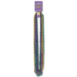 12 Bulk Mardi Gras Small Round Beads