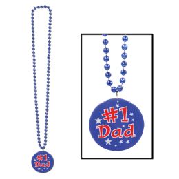 12 Bulk Beads W/printed #1 Dad Medallion