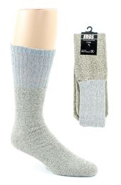 24 Bulk Men's Thermal Tube Boot Socks - Grey W/light Grey Tops - Size 10-13