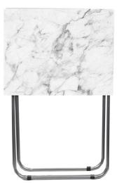 6 Bulk Home Basics Marble MultI-Purpose Foldable Table, Grey/white