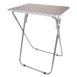6 Bulk Home Basics Lattice MultI-Purpose Foldable Table, Grey/white