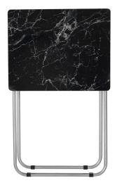 6 Bulk Home Basics Faux Marble MultI-Purpose Foldable Table, Black