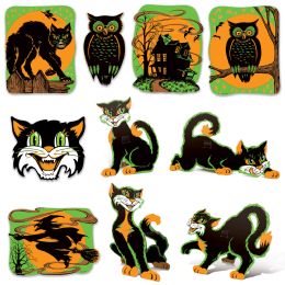 144 Bulk Vintage Halloween Fluorescent Cutouts