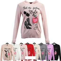 12 Bulk Winter Knitted Hoodie Cashmere Style Print L/XL