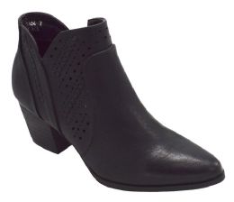 12 Bulk Women Ankle Heel Booties Color Black Size 6-11