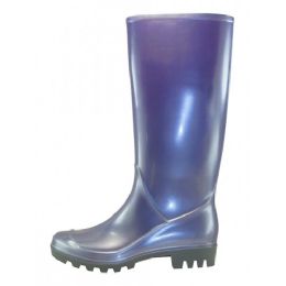 24 Bulk Women's Metallic 6-11 13.5 Inches Soft Rubber Rain Boots