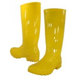 12 Bulk Women's Yellow 13.5 Inches Super Soft Rubber Rain Boots