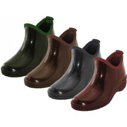 24 Bulk Women's 5 Inches Ankle Height Soft Rubber Garden Shoes Rain Boots Sizes 6-11