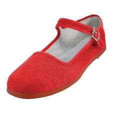 36 Bulk Women's Red 35-41 Cotton Upper Classic Mary Jane Shoes