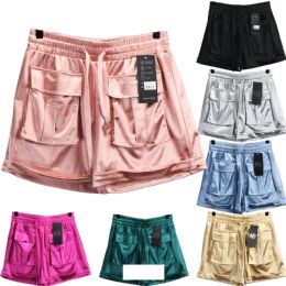 12 Bulk Women's Cargo Shorts Shiny Flare Style L/xl