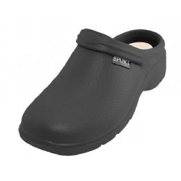 24 Bulk Women's Close Toe Rubber Nursing Clogs In Black Sizes 6-11