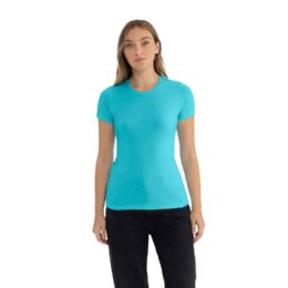 24 Bulk Women's Cotton Short Sleeve T Shirts Size Medium In Tahiti Blue