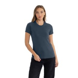 24 Bulk Women's Cotton Short Sleeve T Shirts Size Medium In Indigo