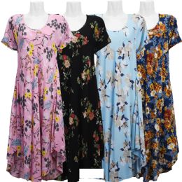 12 Bulk Women's Dress Short Sleeve Floral Print - X X L