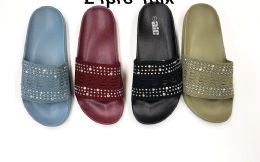 24 Bulk Women's Knit Beaded Slipper Sandel Size 6-11