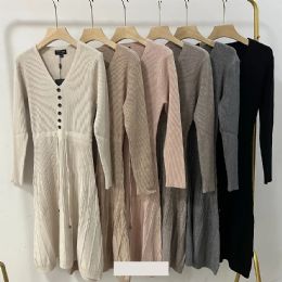 24 Bulk Women's Knitted Sweater Dress Button Design L-XL