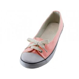 24 Bulk Women's 6-11 Pink Lace Up Casual Canvas Shoe