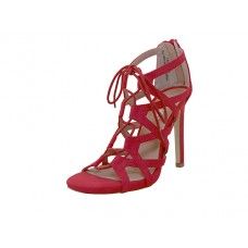 12 Bulk Women's Mixx Shuz" High Heel Gladiator Strap Sandals In Red Sizes 6-10