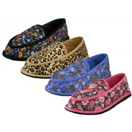 36 Bulk Women's Satin Floral Printed Close Back Bedroom Shoes Size 11