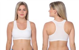 48 Bulk Women's Seamless Wide Straps Removable Padded Sports Bra XXL In White