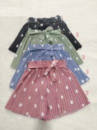 12 Bulk Women's Shorts Ruffled Style Polka Dots Print S/m