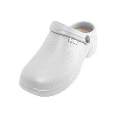 24 Bulk Women's Sport Close Toe Rubber Nursing Clogs In White Sizes 7-11