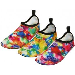 36 Bulk Women's Wave Super Soft Elastic Nylon Upper Fantasy Printed Yoga Sock Water Shoe Sizes 6-11