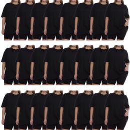 24 Bulk Womens Oversized Cotton Short Sleeve In Black Size 5xlarge