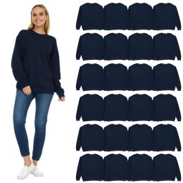 24 Bulk Womens Oversized Crew Neck Sweatshirt Navy Size 4xl