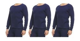 3 Bulk Yacht And Smith Men's Thermal Long Sleeve Shirt In Navy Size Medium