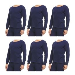 6 Bulk Yacht And Smith Men's Thermal Long Sleeve Shirt In Navy Size Medium