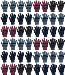 24 Bulk Yacht And Smith Men's Winter Gloves In Assorted Striped Colors