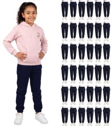 36 Bulk Yacht & Smith Girls Fleece Jogger Pants Navy Color Size xl