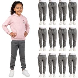 12 Bulk Yacht & Smith Girls Gray Fleece Jogger Pants Size M