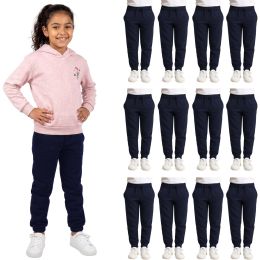 12 Bulk Yacht & Smith Girls Navy Fleece Jogger Pants Size xl