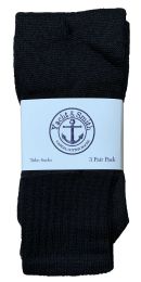 5000 Bulk Yacht & Smith Kids 17 Inch Cotton Tube Socks Solid Black Size 6-8