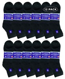 12 Bulk Yacht & Smith Men's Cotton Diabetic Black Ankle Socks