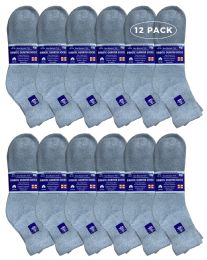 12 Bulk Yacht & Smith Men's Cotton Diabetic Gray Ankle Socks Size 13-16